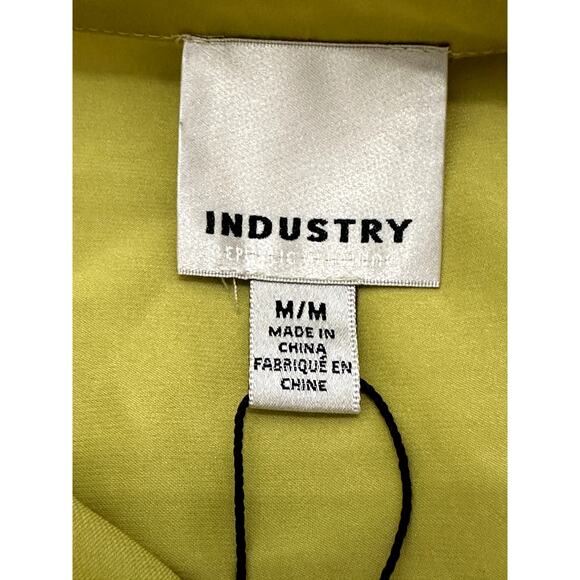 Industry Republic Top Airflow Fabric Button Up Short Sleeves Yellow Green M NWT - Picture 10 of 11